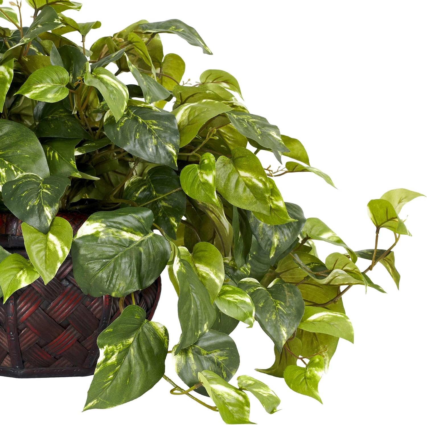 Artificial Pothos Plant in Woven Decorative Vase - Image 4