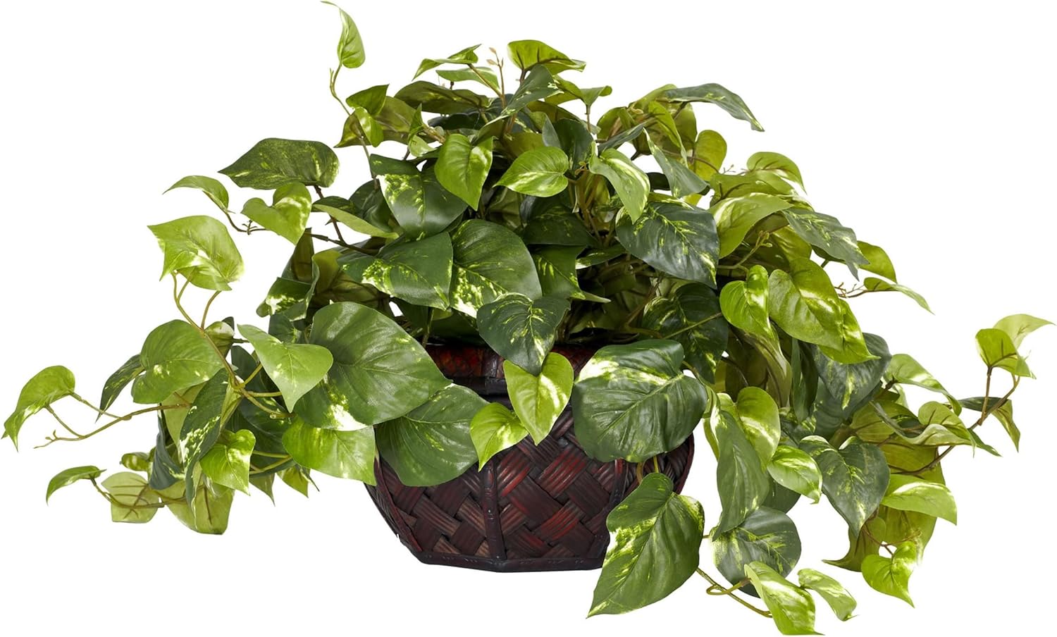 Artificial Pothos Plant in Woven Decorative Vase