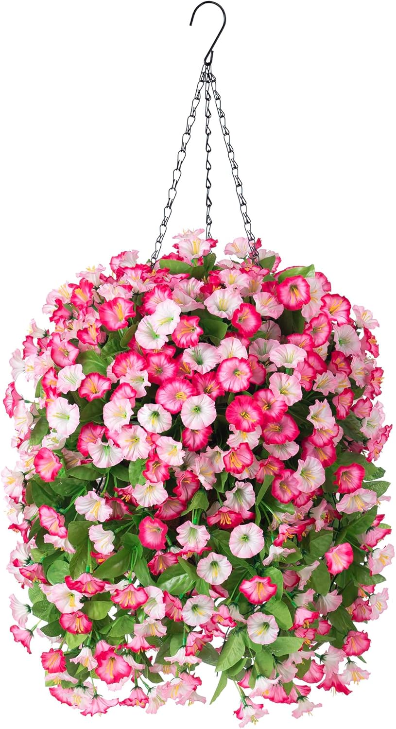 Vibrant Artificial Purple Morning Glory Hanging Basket - Image 10