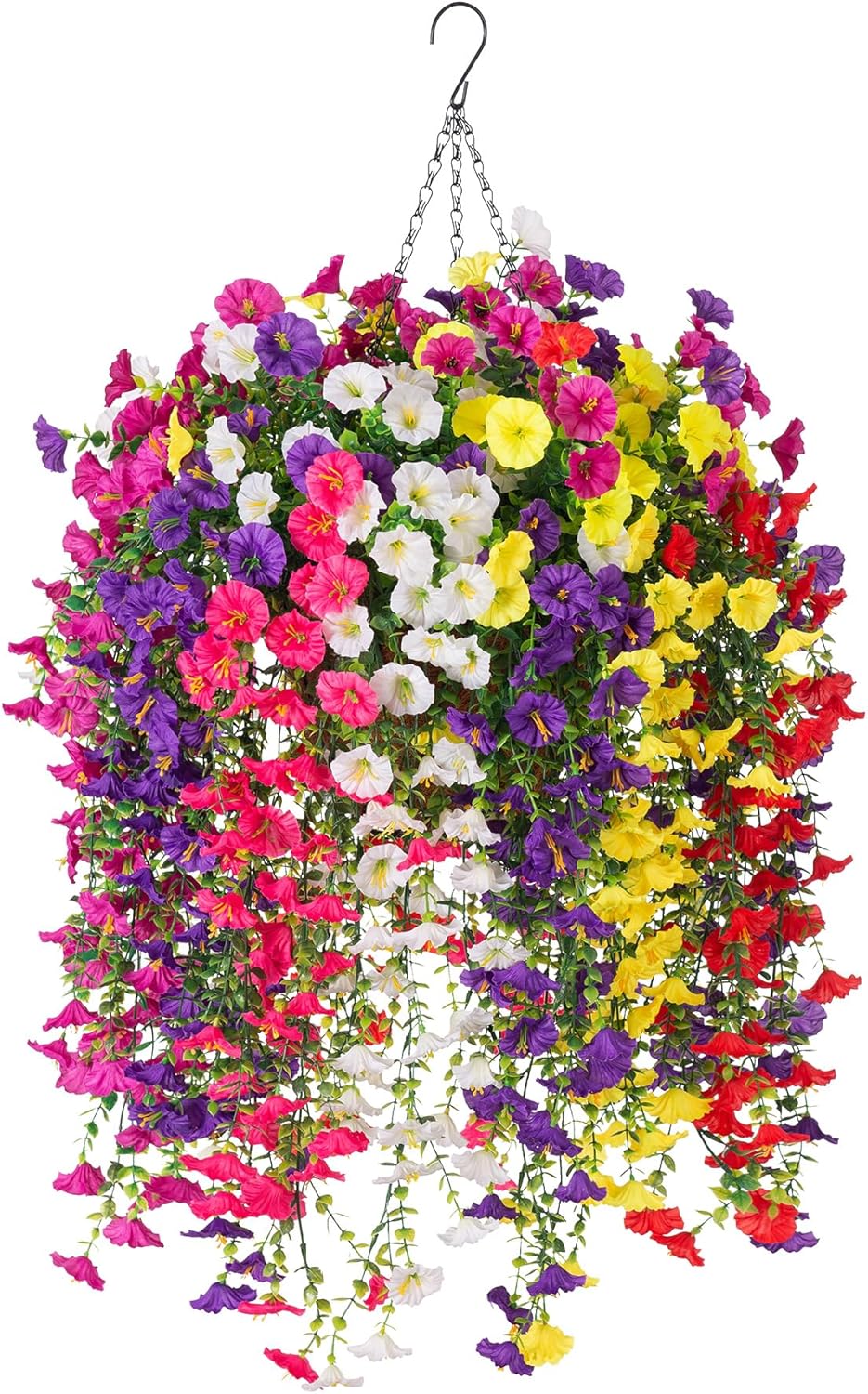 Vibrant Artificial Purple Morning Glory Hanging Basket - Image 12