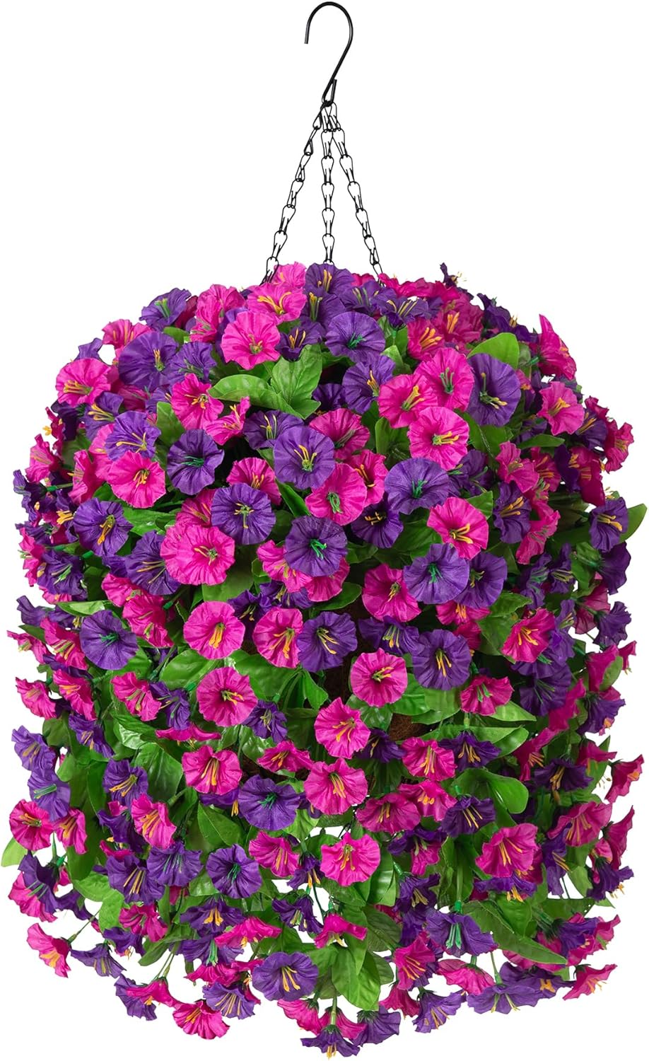 Vibrant Artificial Purple Morning Glory Hanging Basket - Image 14