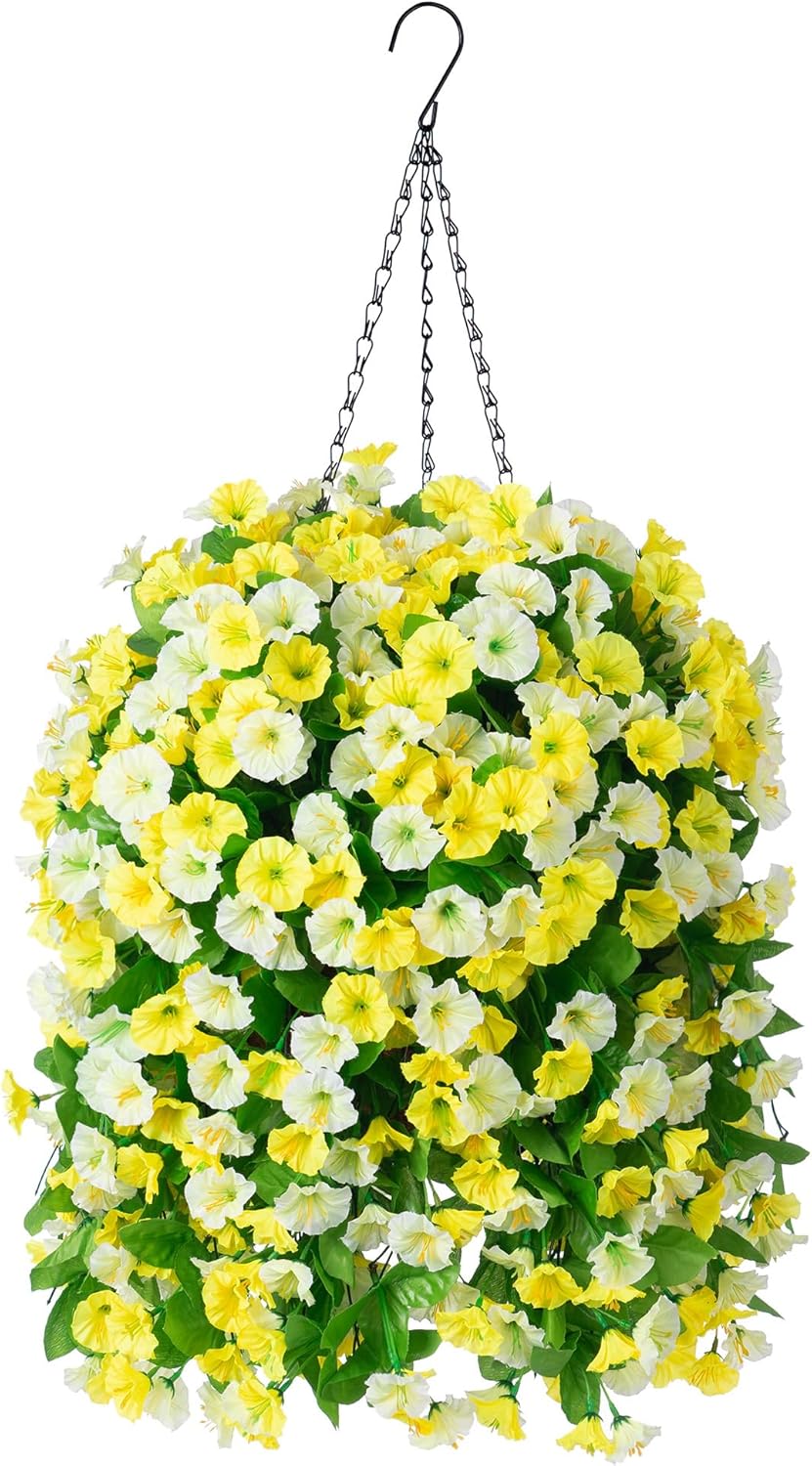 Vibrant Artificial Purple Morning Glory Hanging Basket - Image 9