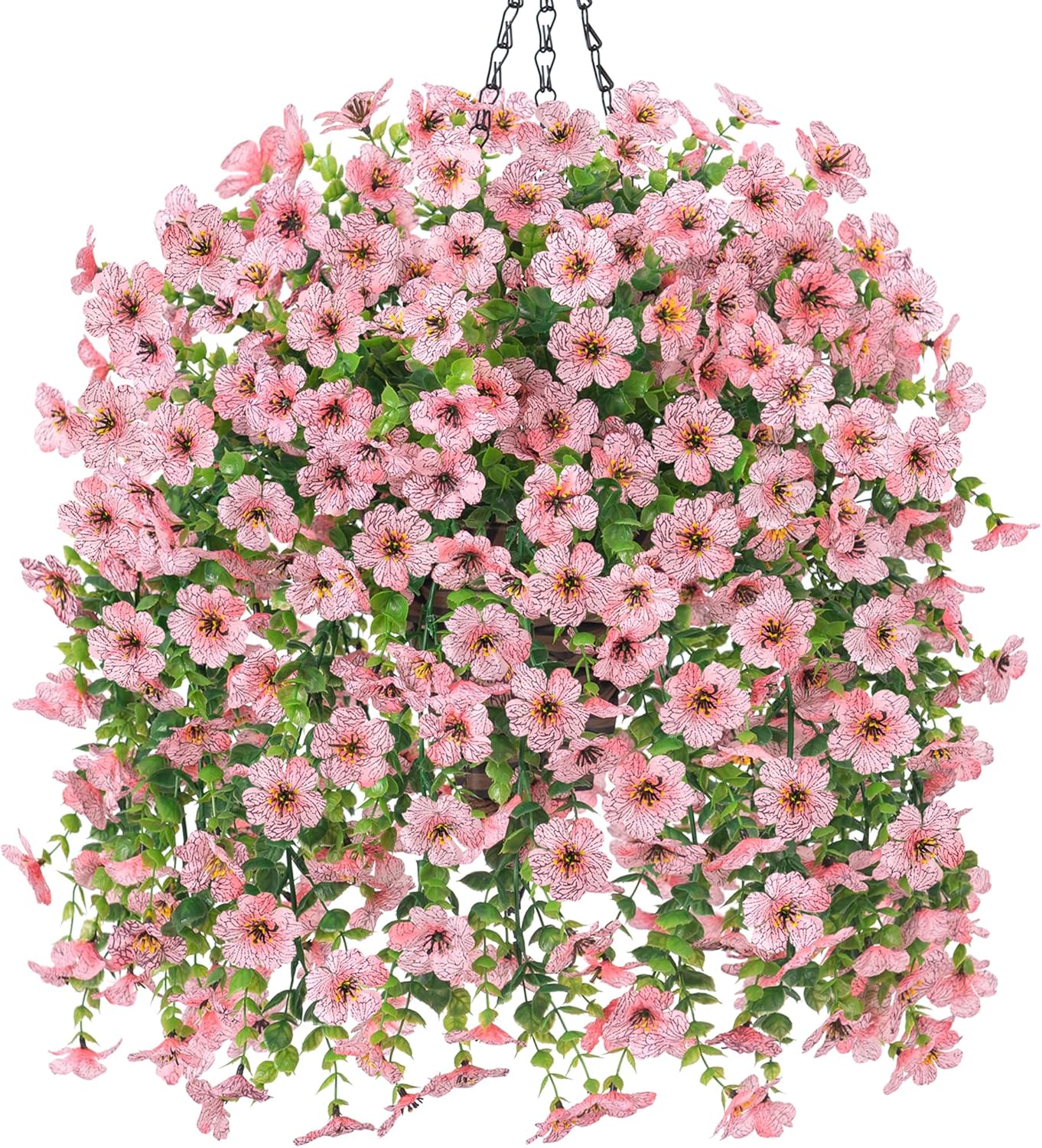 Dark Purple Hot Pink Artificial Hanging Flowers Basket - Image 10