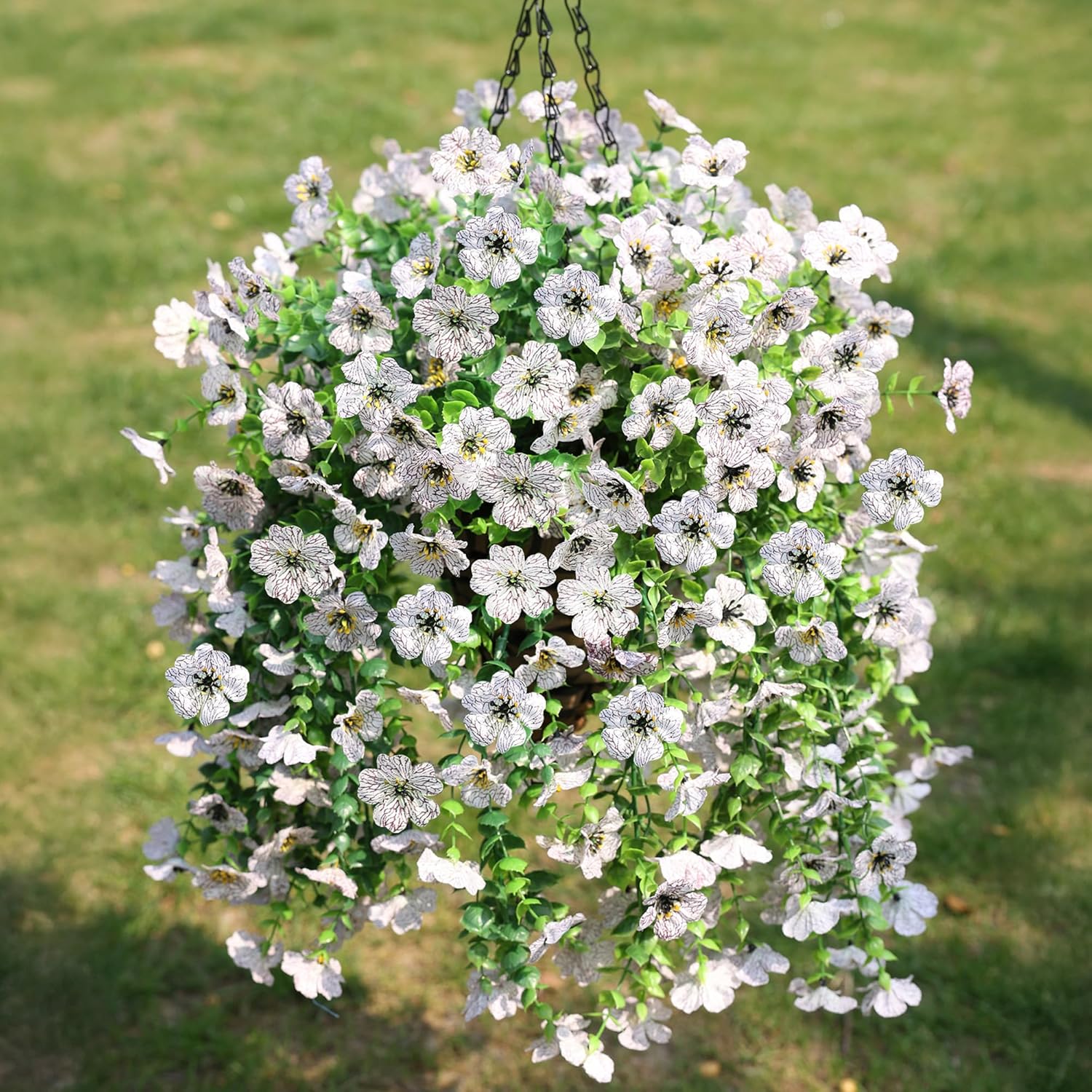 Dark Purple Hot Pink Artificial Hanging Flowers Basket - Image 15