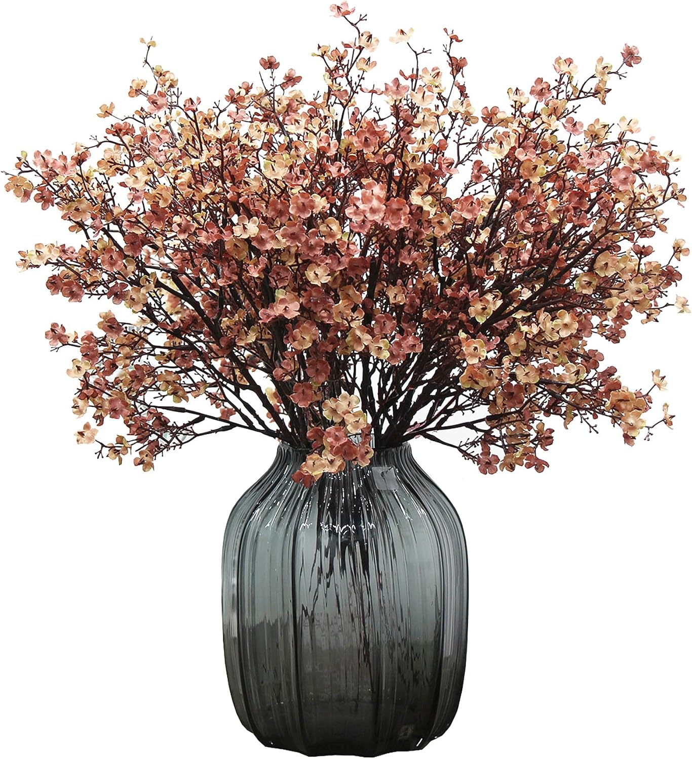 Jaky-global Babys Breath Orange Silk Artificial Flowers 6 Bundle European Fake Silk Plants Decor Wedding Party Farmhouse Decoration Bouquets Real - Image 12
