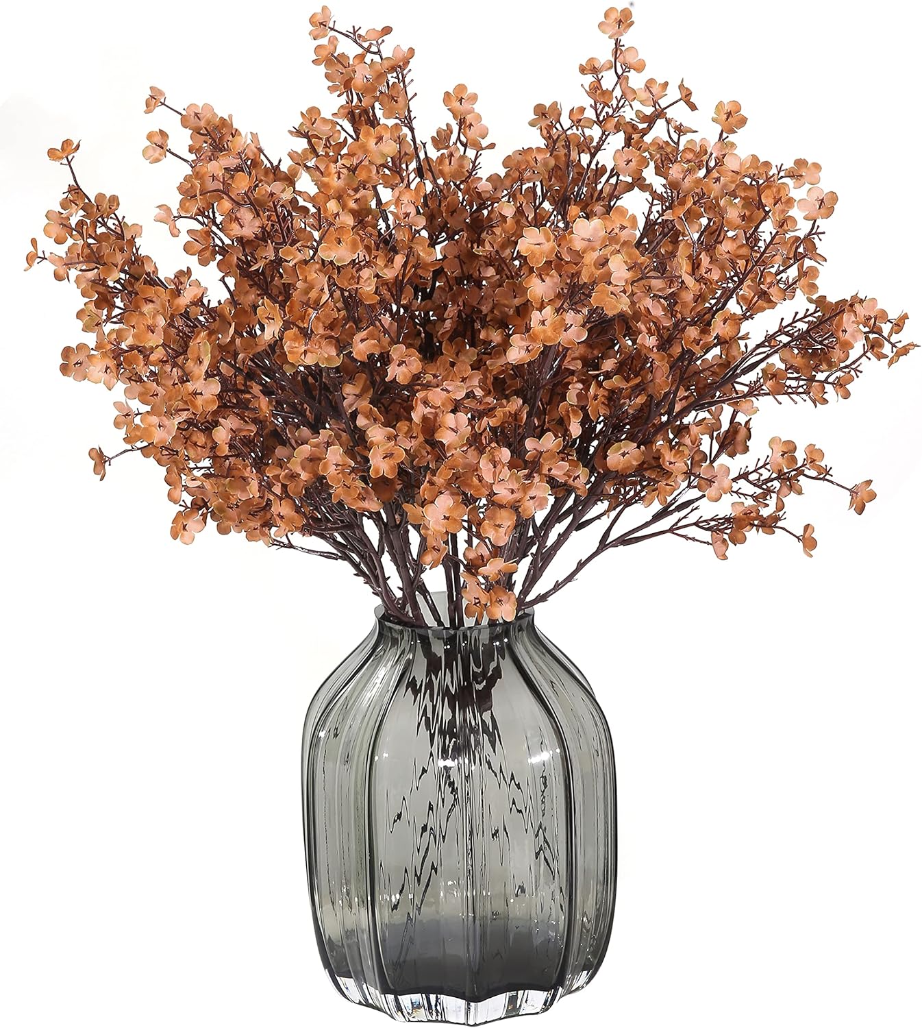 Jaky-global Babys Breath Orange Silk Artificial Flowers 6 Bundle European Fake Silk Plants Decor Wedding Party Farmhouse Decoration Bouquets Real - Image 24