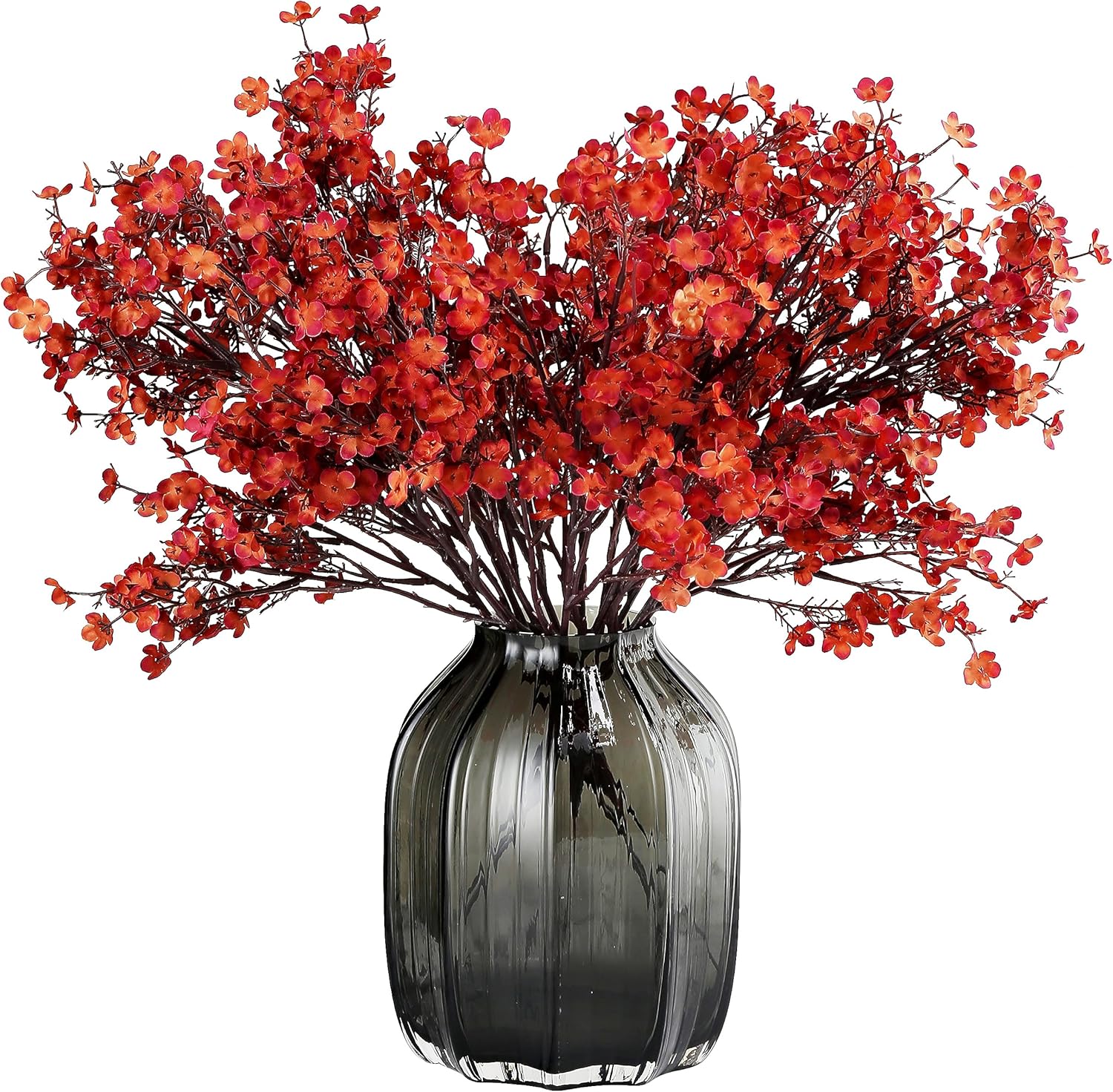 Jaky-global Babys Breath Orange Silk Artificial Flowers 6 Bundle European Fake Silk Plants Decor Wedding Party Farmhouse Decoration Bouquets Real - Image 8