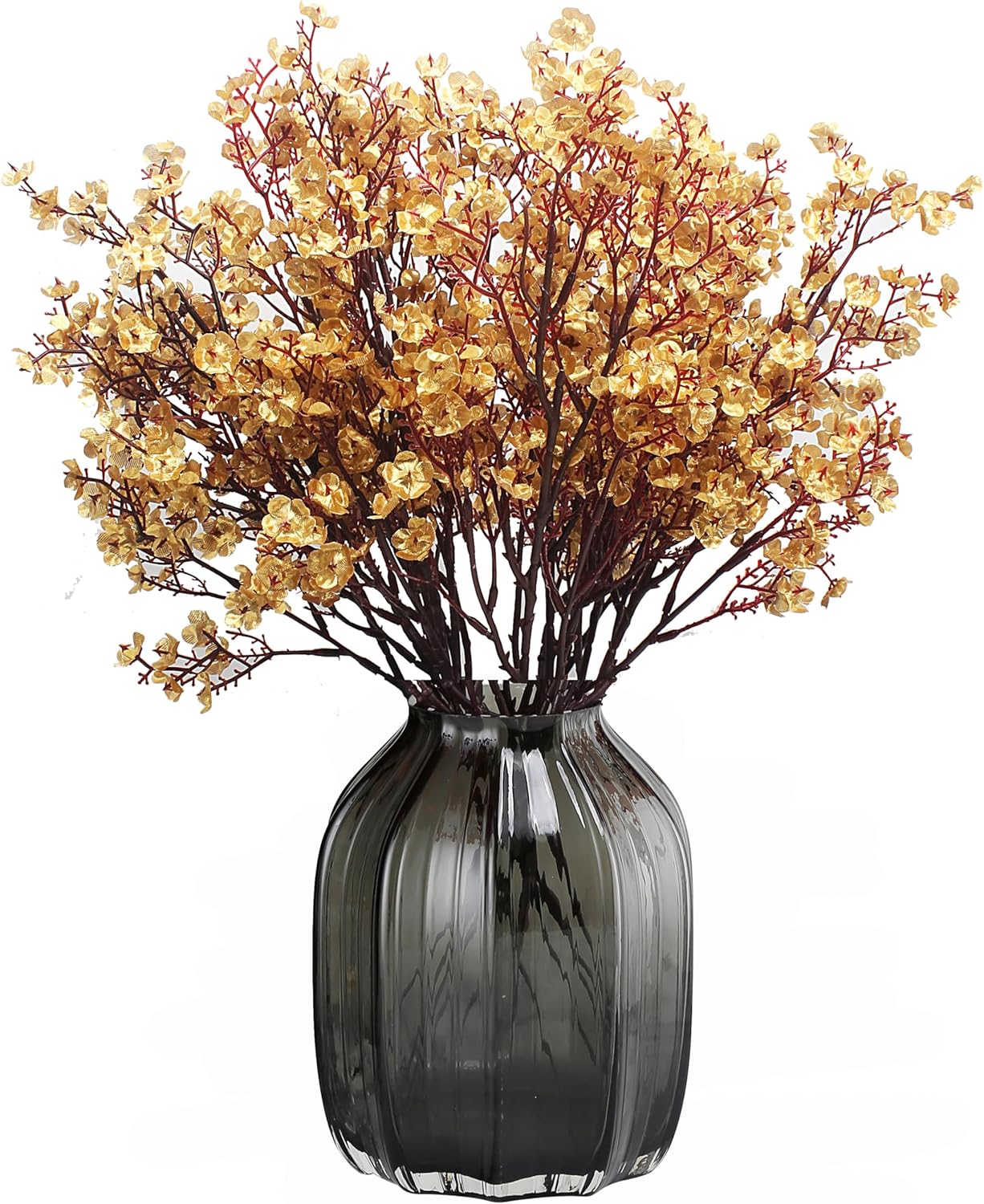 Jaky-global Babys Breath Orange Silk Artificial Flowers 6 Bundle European Fake Silk Plants Decor Wedding Party Farmhouse Decoration Bouquets Real - Image 9