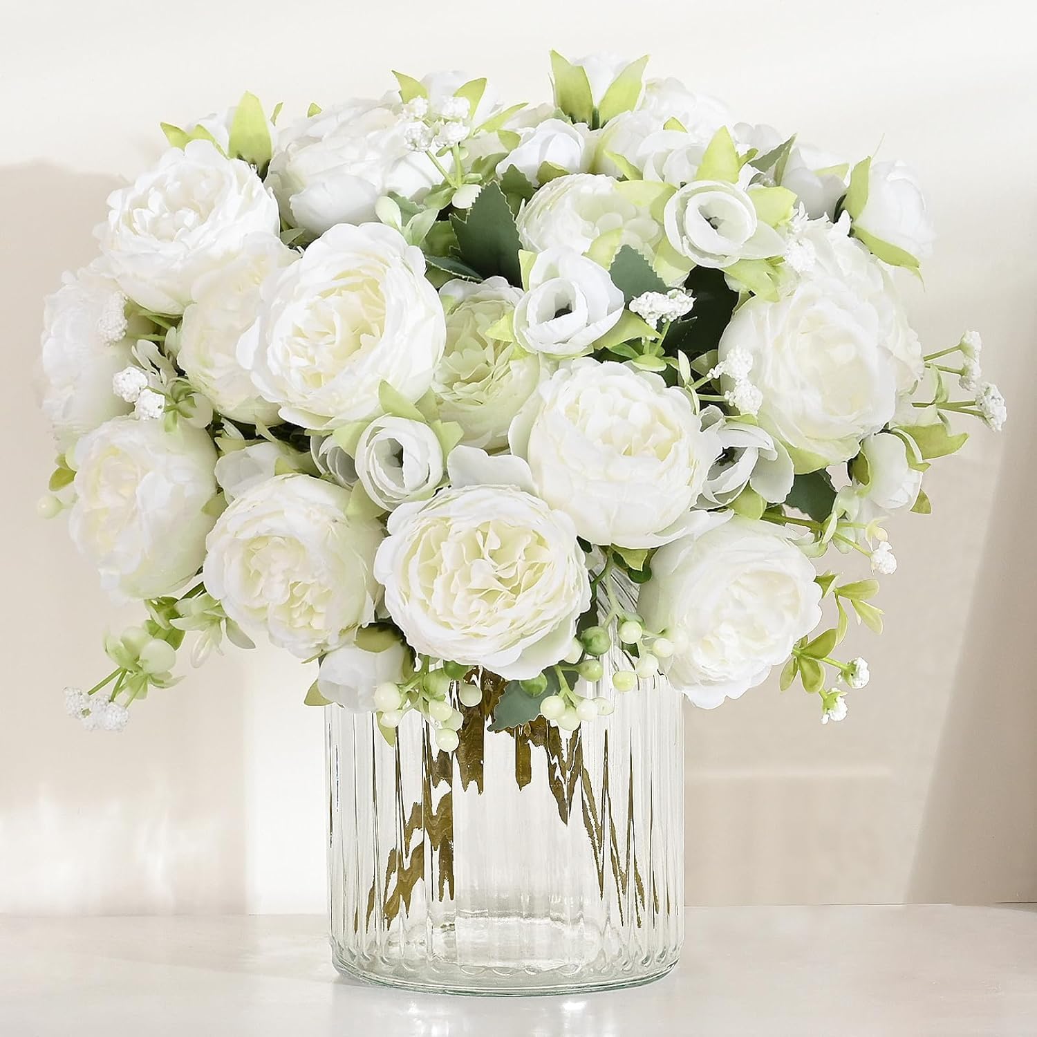 Light Pink Artificial Peony Flower Bouquet - Image 17