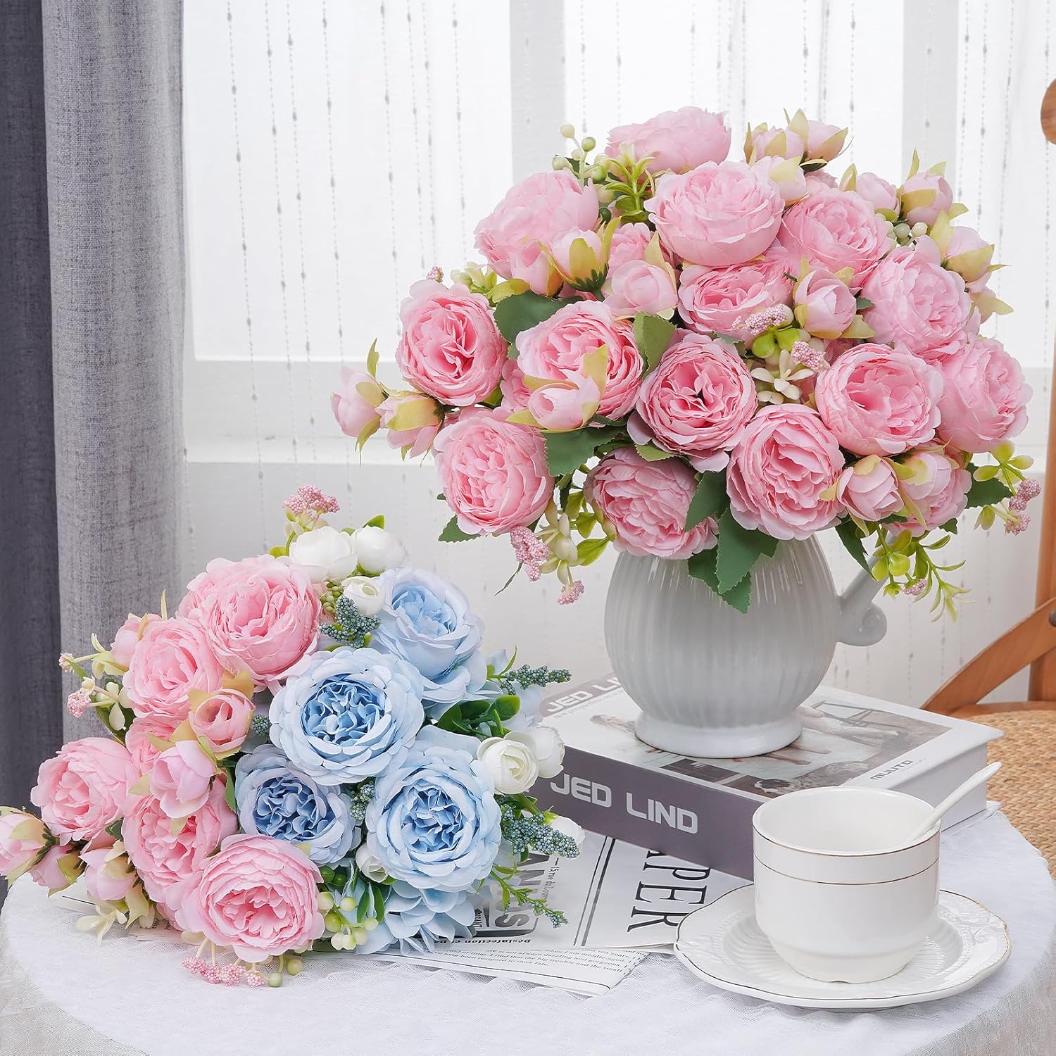 Light Pink Artificial Peony Flower Bouquet - Image 2