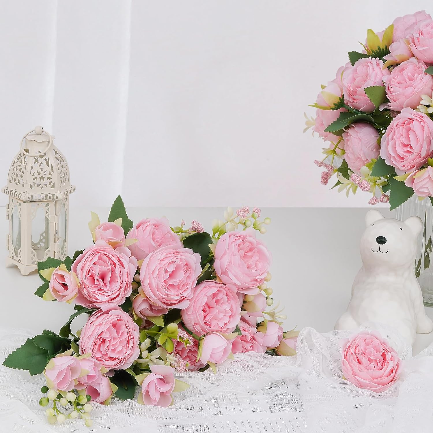 Light Pink Artificial Peony Flower Bouquet - Image 3