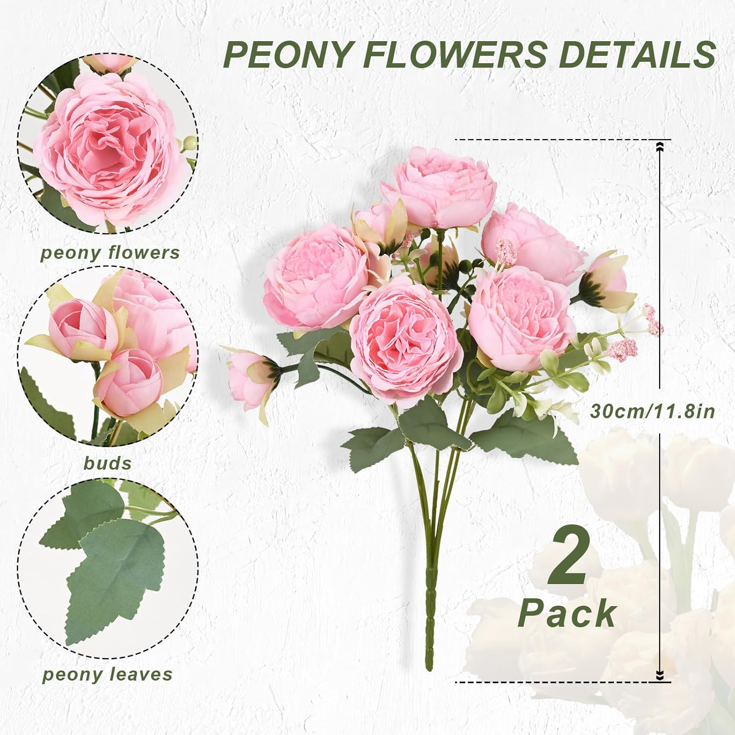 Light Pink Artificial Peony Flower Bouquet - Image 4
