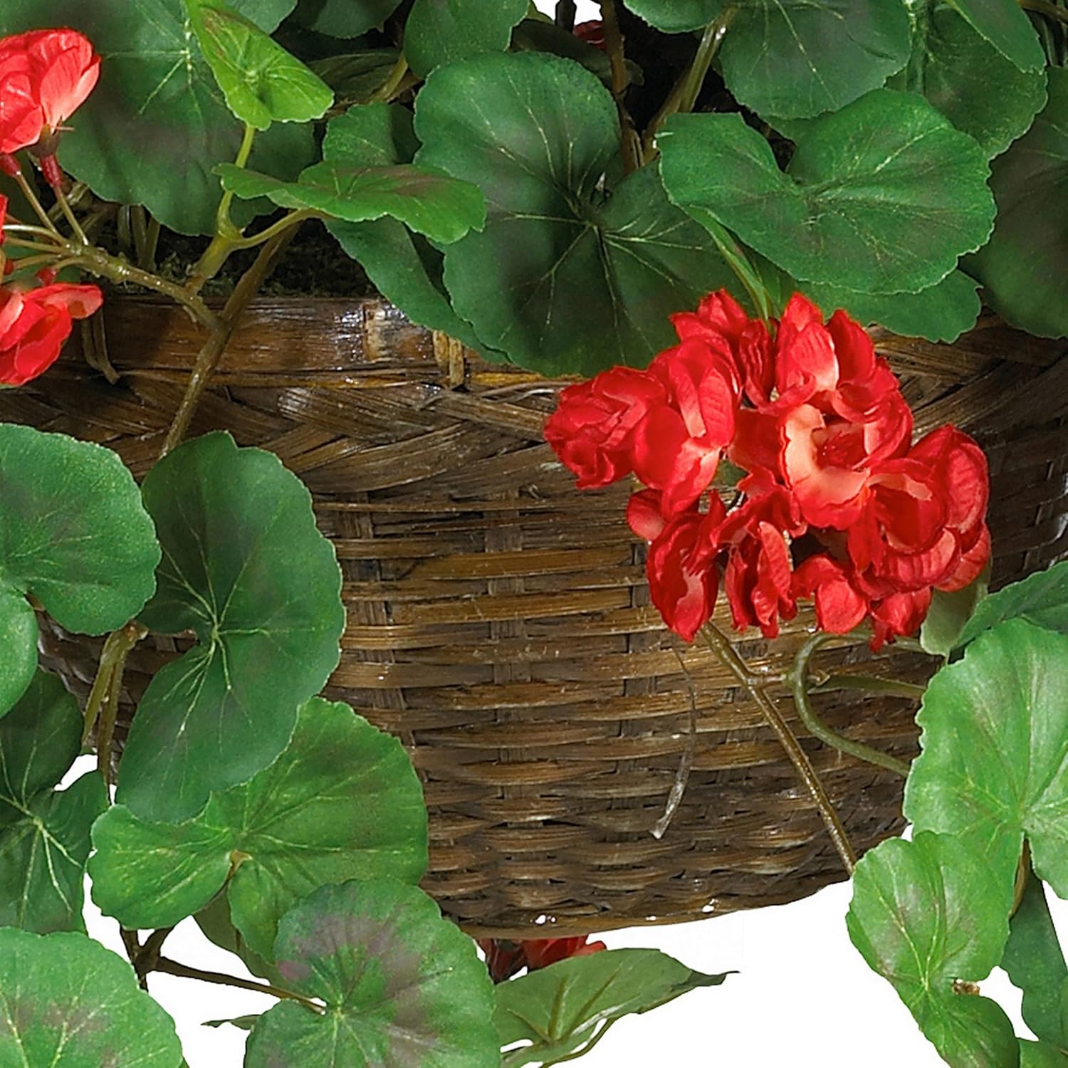 Nearly Natural 24in Artificial Geranium Hanging Basket Faux Floral Plant For Indoor Home Porch Decor, Red Product - Image 3