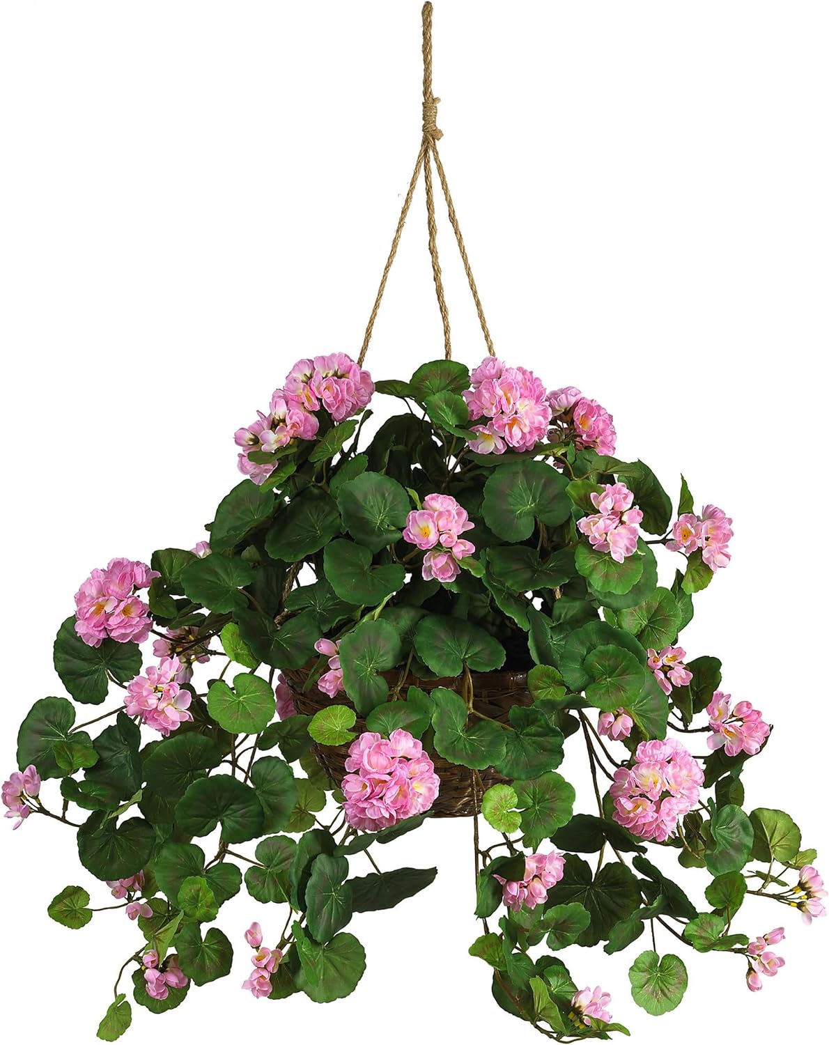 Nearly Natural 24in Artificial Geranium Hanging Basket Faux Floral Plant For Indoor Home Porch Decor, Red Product - Image 8