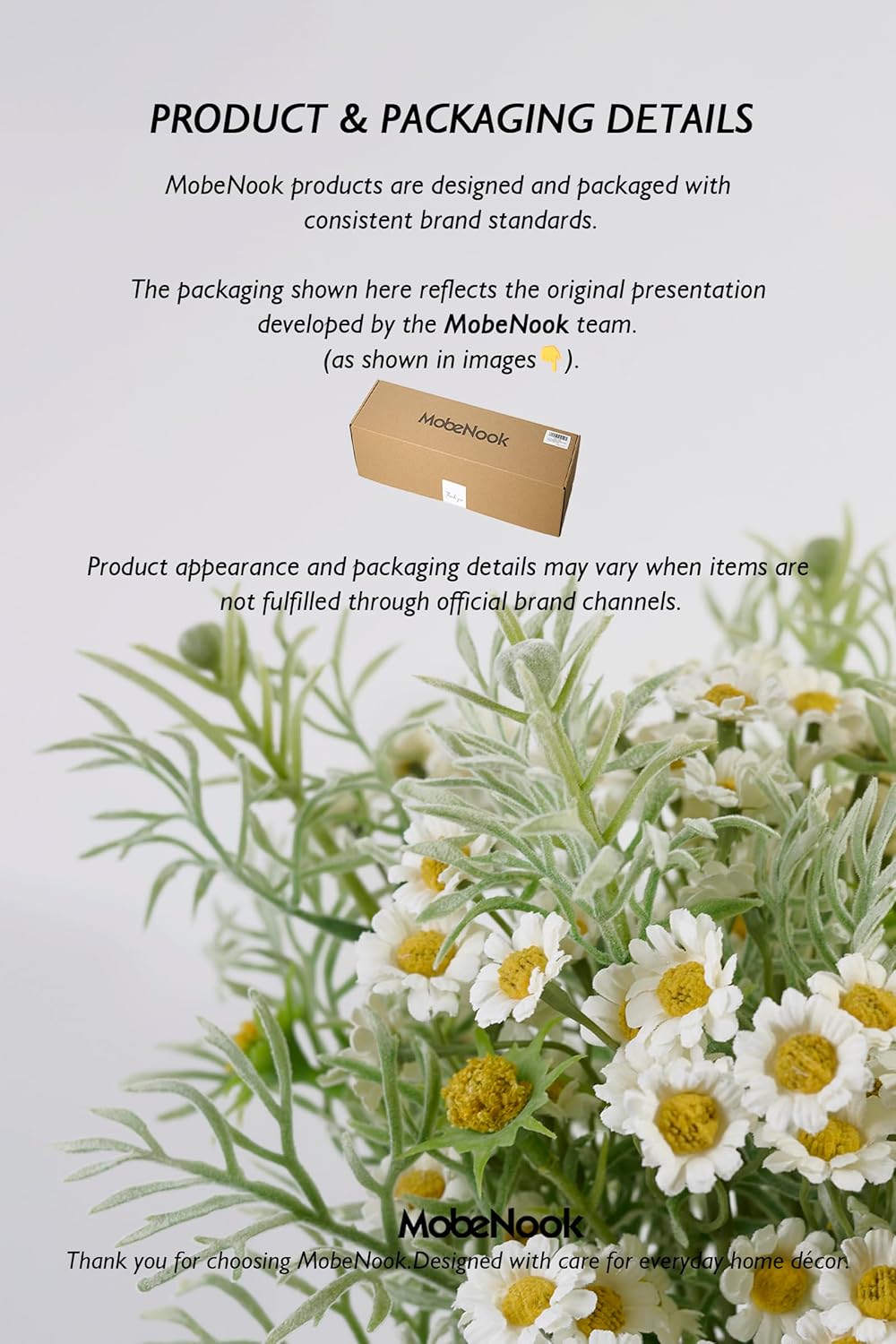 White Daisy Artificial Flower Bouquet with Green Foliage - Image 3